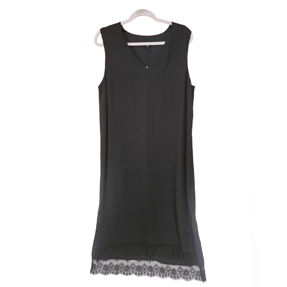 XL Who What Wear Black Sheath Dress with lace hem BNWT - Picture 2 of 8